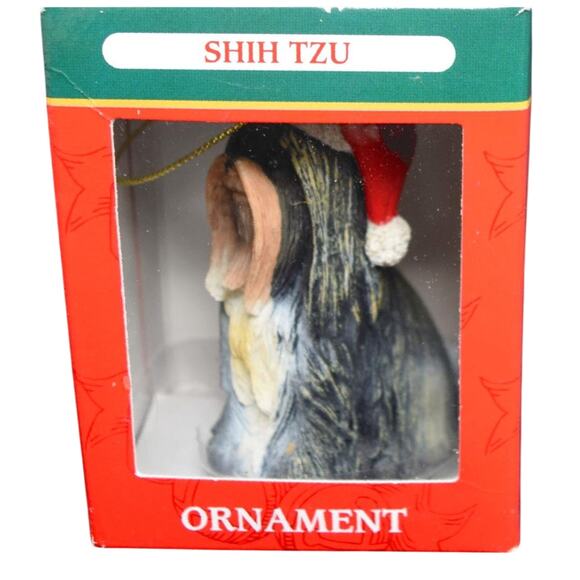 Kurt and Adler Black and White Shih Tzu Christmas Ornament with Santa Hat - Picture 3 of 3